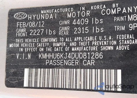 2013 Hyundai Genesis 3.8 Grand Touring from USA, damaged, VIN KMHHU6KJ4DU081286